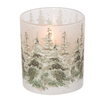 Glass Winter Scene Candle Holder