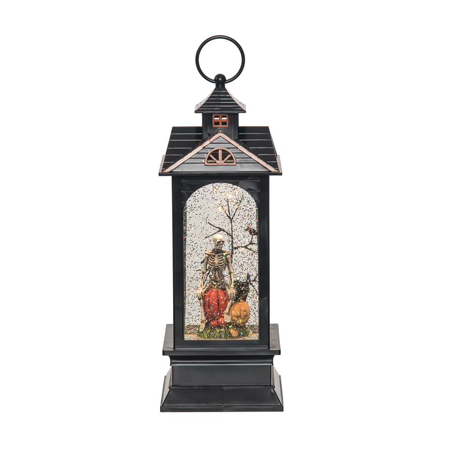 Glitzy Skeleton Lantern Water Globe