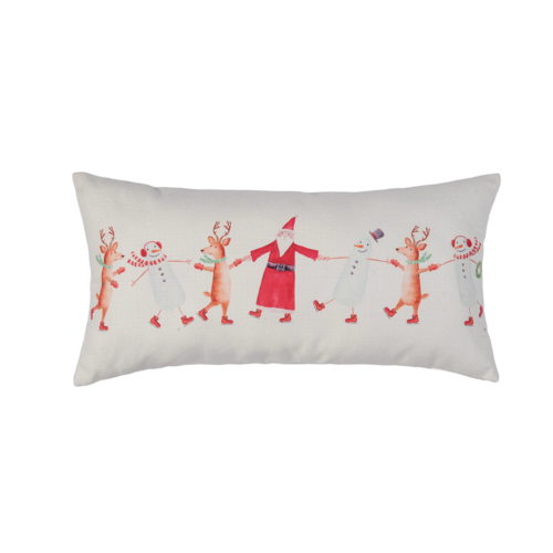 Fabric Jolly Skaters Lumbar Pillow   Fabric Jolly Skaters Lumbar Pillow