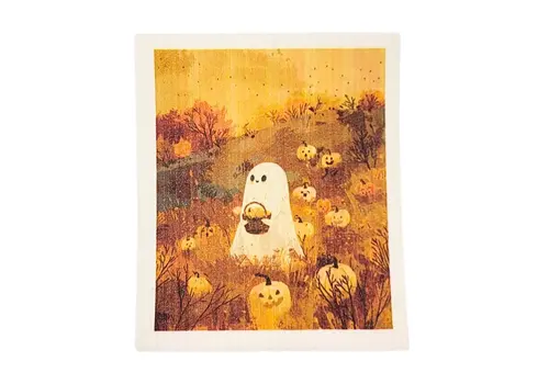  Driftless Studios Ghost Pumpkin Picking  Swedish Dishcloth 