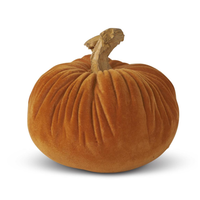 2.75" Resin Stem Orange Velvet Pumpkin