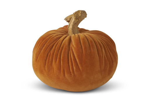  K & K Interiors Inc 2.75" Resin Stem Orange Velvet Pumpkin 