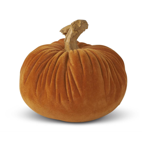  K & K Interiors Inc 2.75" Resin Stem Orange Velvet Pumpkin 
