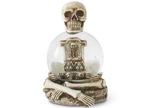  K & K Interiors Inc 6.5" Skeleton with Tombstone Water Globe 
