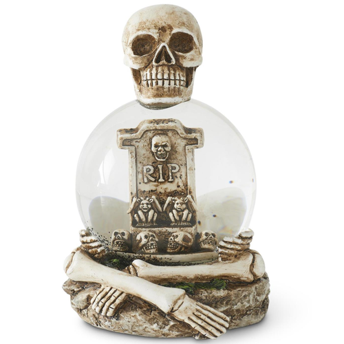  K & K Interiors Inc 6.5" Skeleton with Tombstone Water Globe 