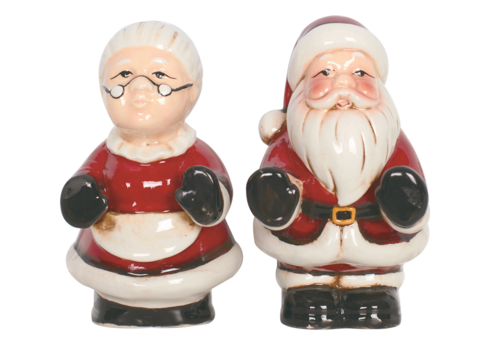  Mr + Mrs Claus Salt and Pepper Set of 2 
