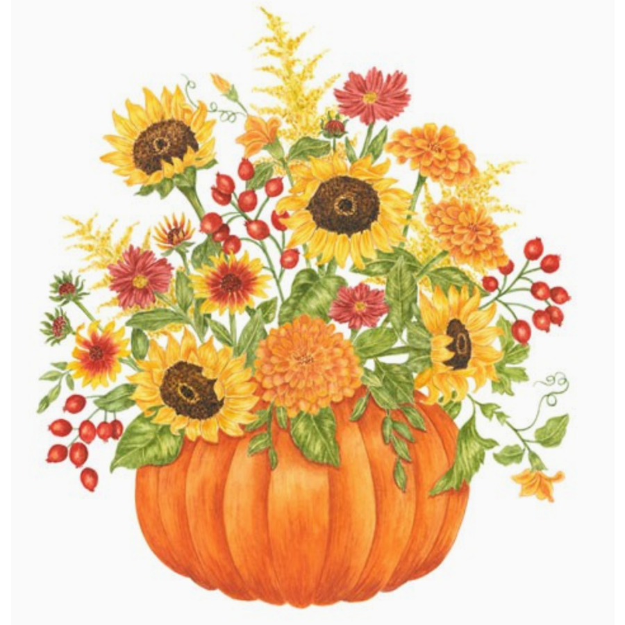 Flour Sack Towel Pumpkin Bouquet