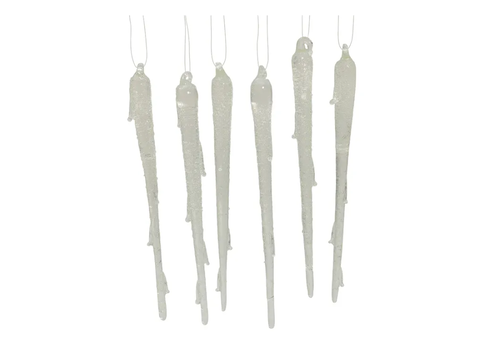  Kurt Adler Glass Icicle Ornament 6PC 6.69" 