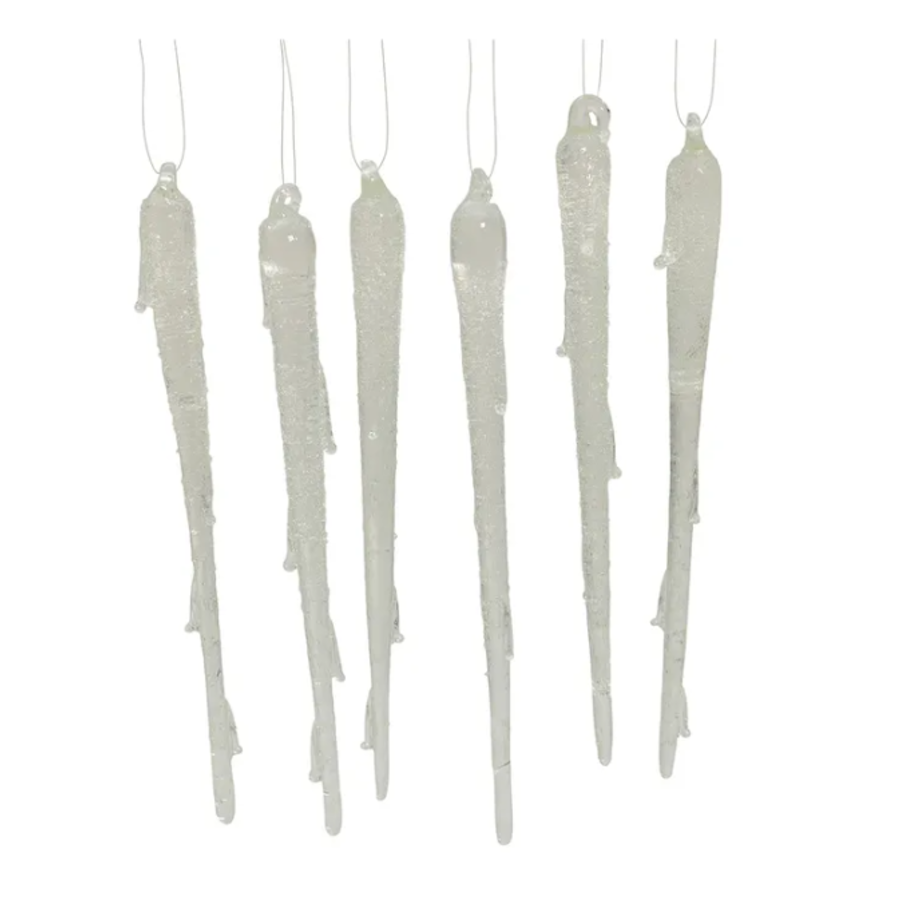 Glass Icicle Ornament 6PC 6.69"