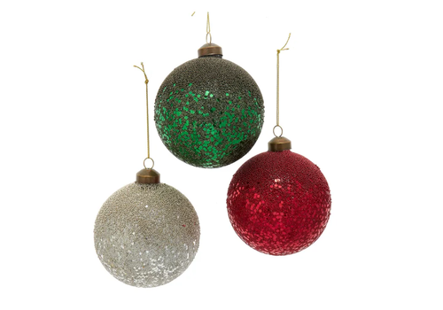  Kurt Adler Glass Crackle Ball Ornament 