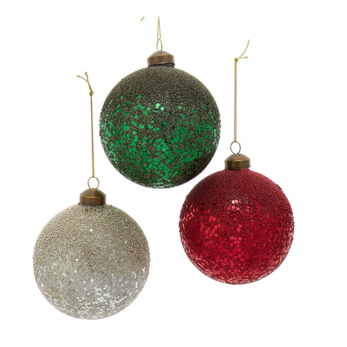  Kurt Adler Glass Crackle Ball Ornament 