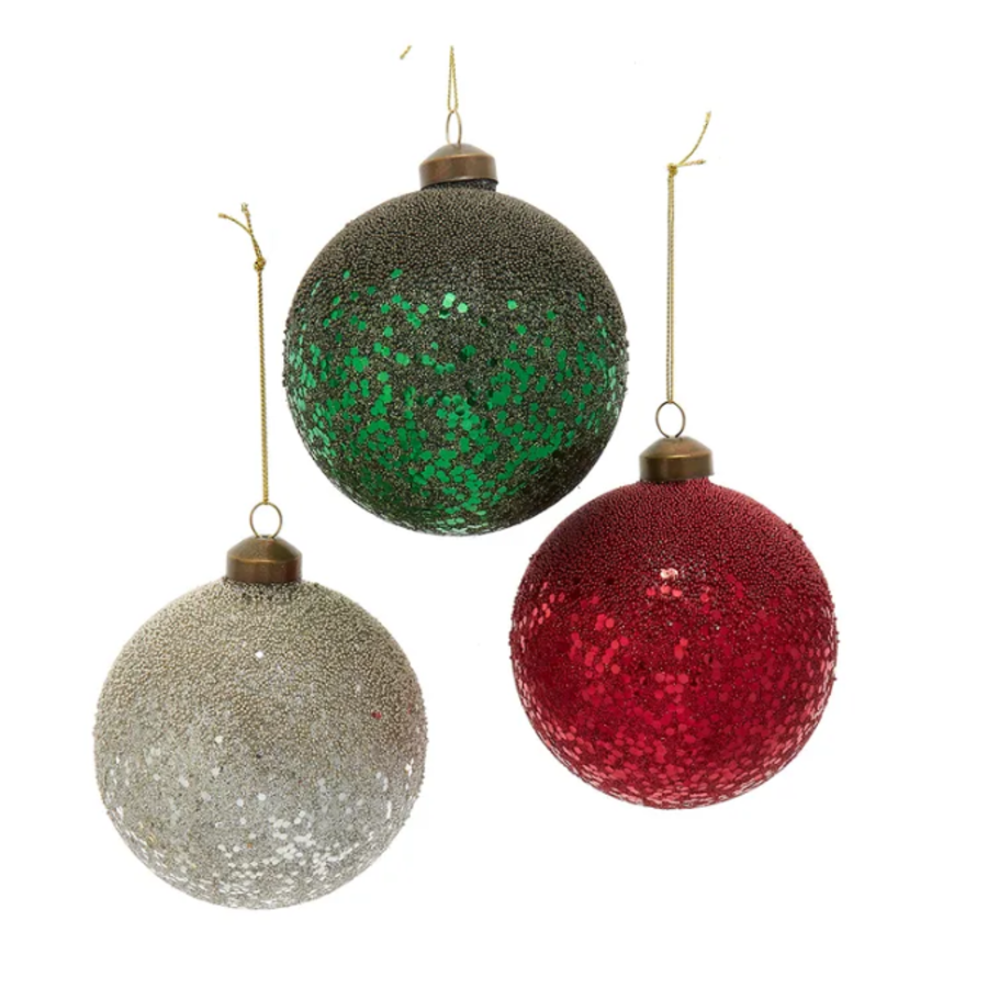 Glass Crackle Ball Ornament