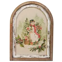 16.5" Watercolor Snowman Framed Wall Art