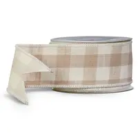 2.5" Beige Gingham Ribbon (per 1 YD)