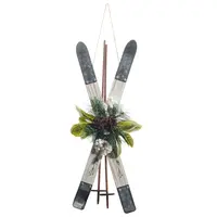21.5" Crossed Ivory Ski Decor