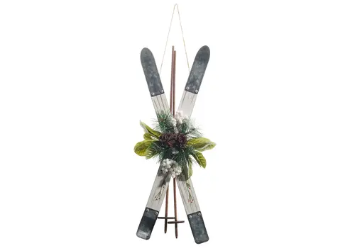  21.5" Crossed Ivory Ski Decor 