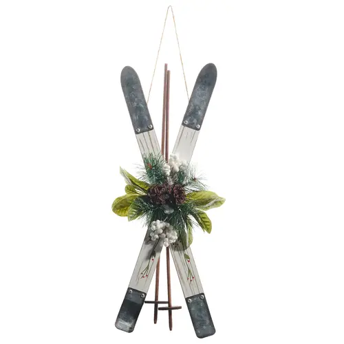  21.5" Crossed Ivory Ski Decor 