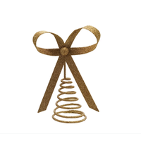 Metal Bow Tree Topper Gold Glitter Finish