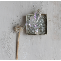 Faceted Hummingbird Ornament with  Gold Glitter