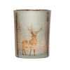 Creative Co-Op Mercury Glass Candle Holder with Laser Etched Reindeer
