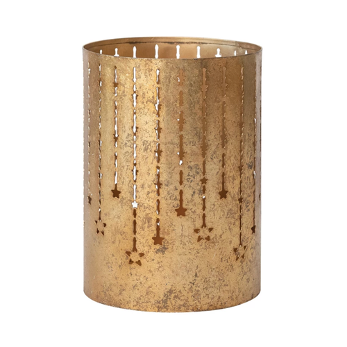  Creative Co-Op Textured Metal Tealight/Votive Holder with Cut-Outs 