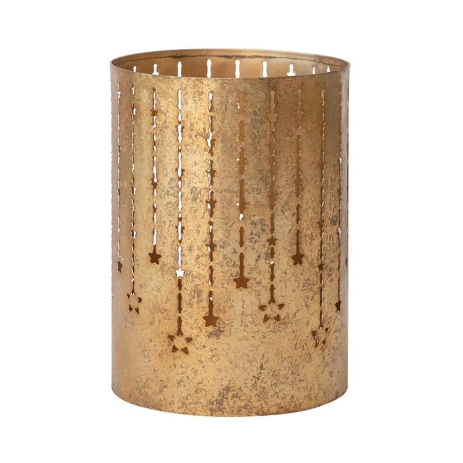 Textured Metal Tealight/Votive Holder with Cut-Outs