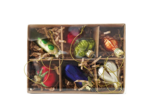 Creative Co-Op Glass Vegetable Ornaments Boxed Set of 6 