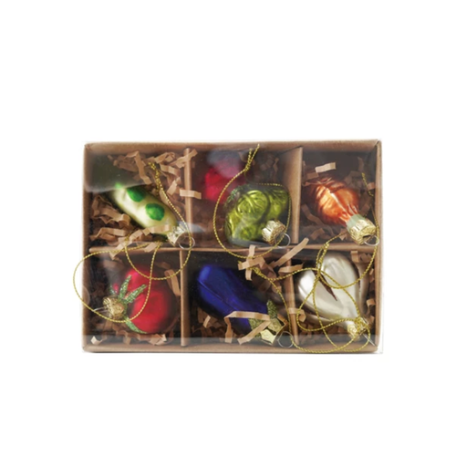  Creative Co-Op Glass Vegetable Ornaments Boxed Set of 6 