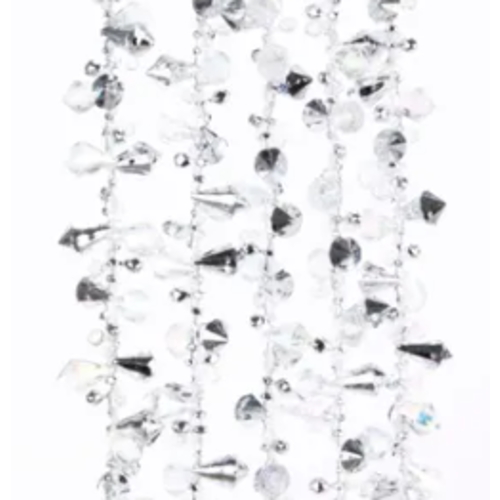  Kurt Adler Silver Iridescent Bead Garland 