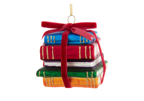  Kurt Adler Glass Book Stack Ornament 