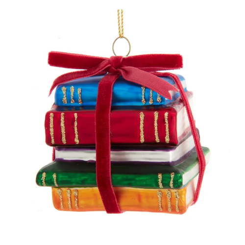  Kurt Adler Glass Book Stack Ornament 