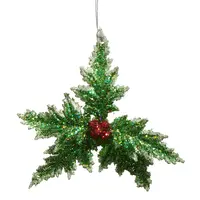 5.5" Glittered Holly Ornament