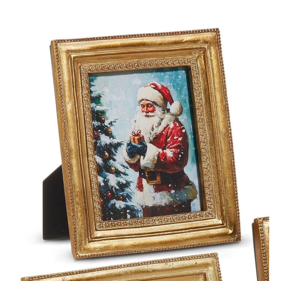 6" Winter Holiday Scene Framed Art