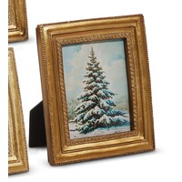 6" Winter Holiday Scene Framed Art