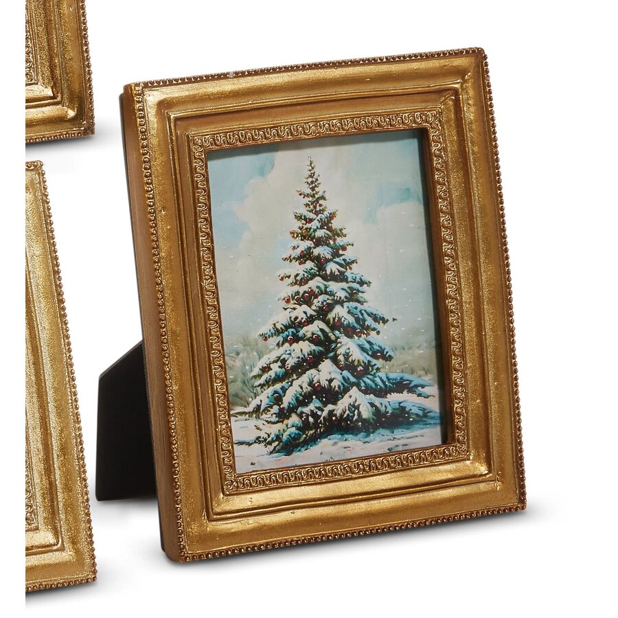 6" Winter Holiday Scene Framed Art