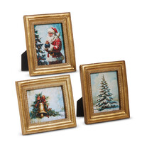 6" Winter Holiday Scene Framed Art