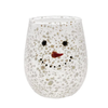 Creative Co-Op Stemless Confetti Wine Glass with Snowman Face