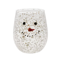 Stemless Confetti Wine Glass with Snowman Face