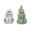 Creative Co-Op Stoneware Snowman & Tree Salt & Pepper Shakers