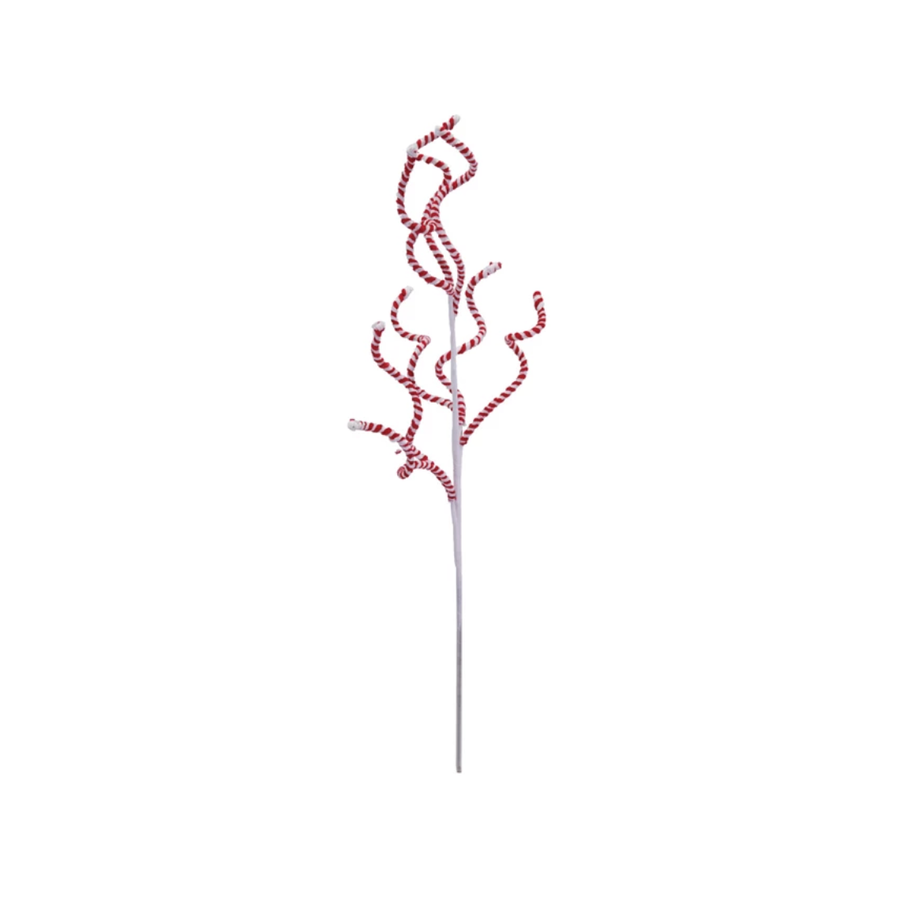 27" Red & White Striped Swirl Stem
