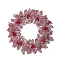 Glittered Holly Wreath Orn 5"