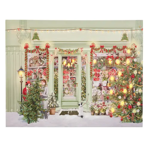  Holiday at the Flower Shop Lighted Wall Art 18x14 