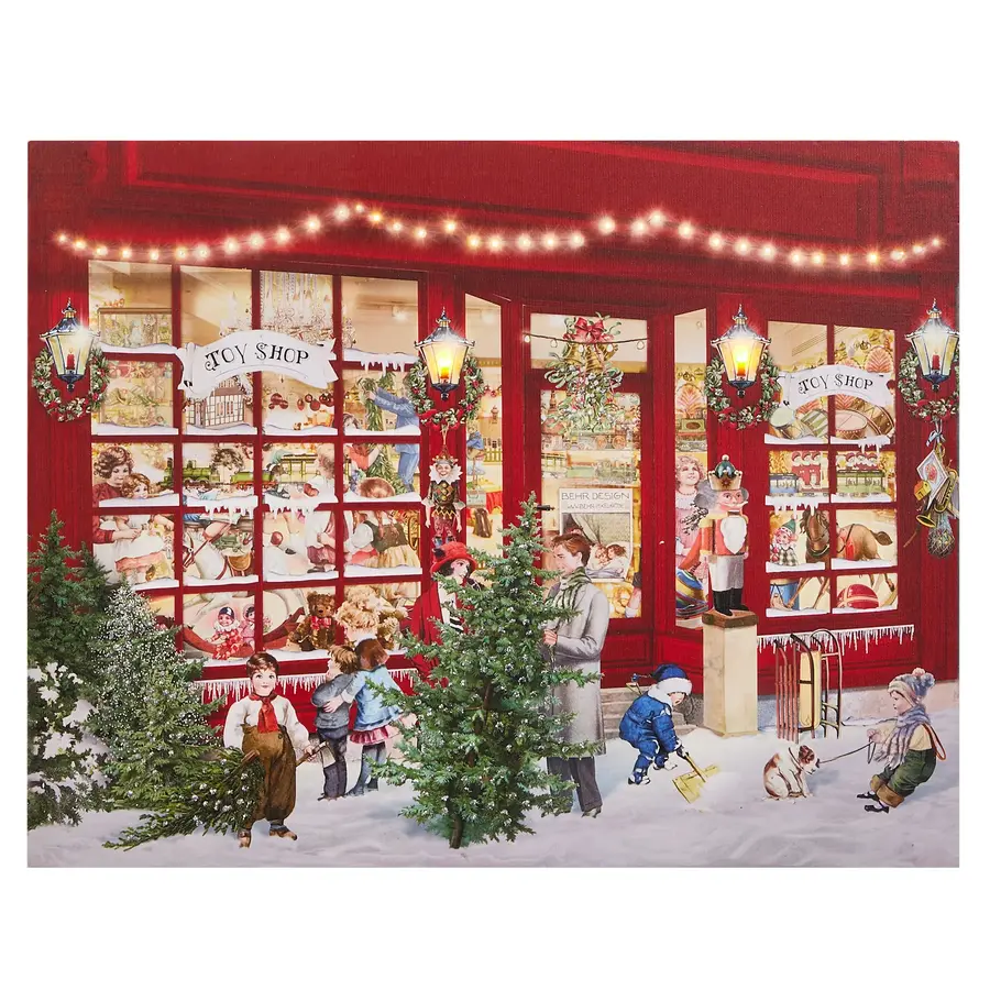Holiday at the Toy Shop Lighted Wall Art 18x14