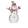Lighted Snowman with Silver Swirling Glitter 12"