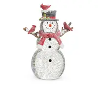 Lighted Snowman with Silver Swirling Glitter 12"