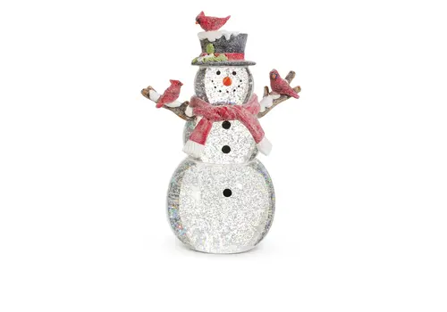  Lighted Snowman with Silver Swirling Glitter 12" 