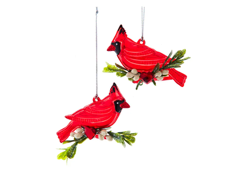  Kurt Adler Red Cardinal on Mistletoe Branch 