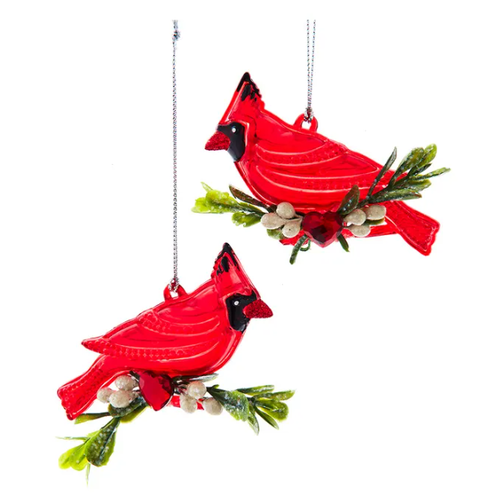  Kurt Adler Red Cardinal on Mistletoe Branch 