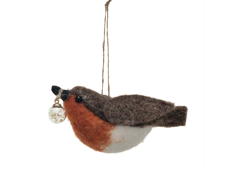  Creative Co-Op Wool Felt Robin Ornament 