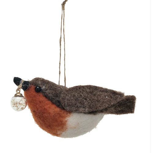  Creative Co-Op Wool Felt Robin Ornament 